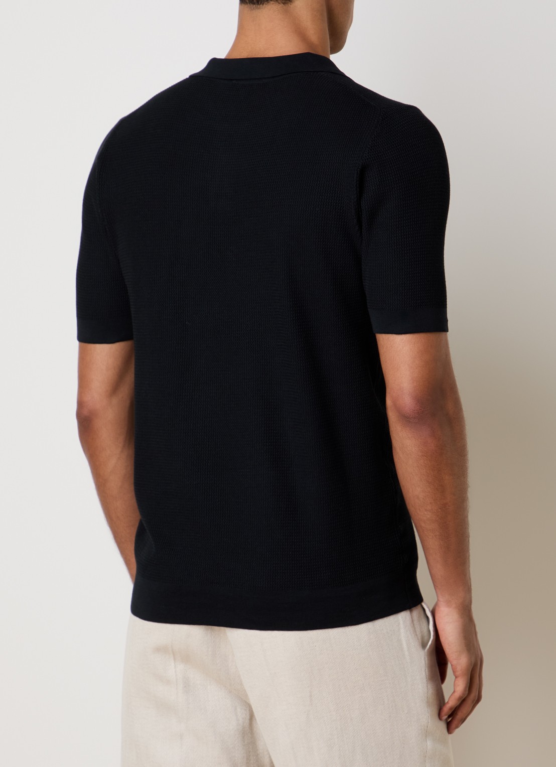Oscar Jacobson Patrick regular fit polo - achterkant 3 zwart