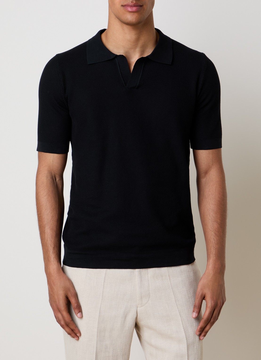 Oscar Jacobson Patrick regular fit polo - detail 4 zwart
