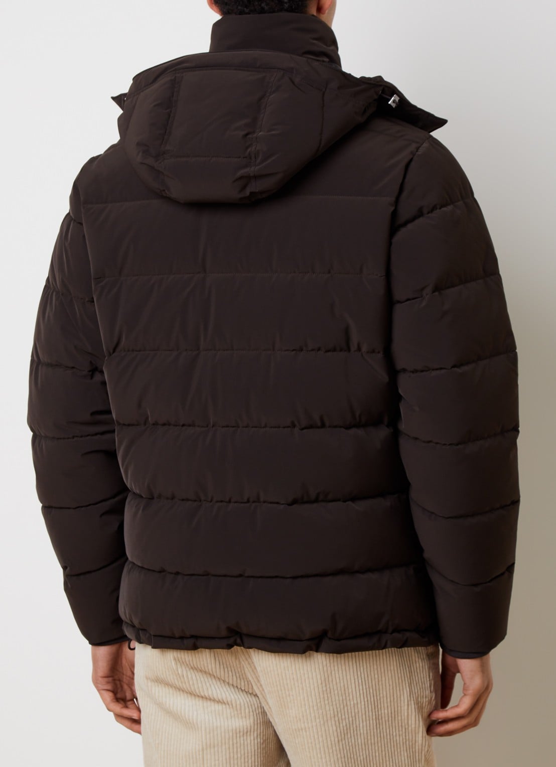 Oscar Jacobson Puffer jack met afneembare capuchon - achterkant donkerbruin