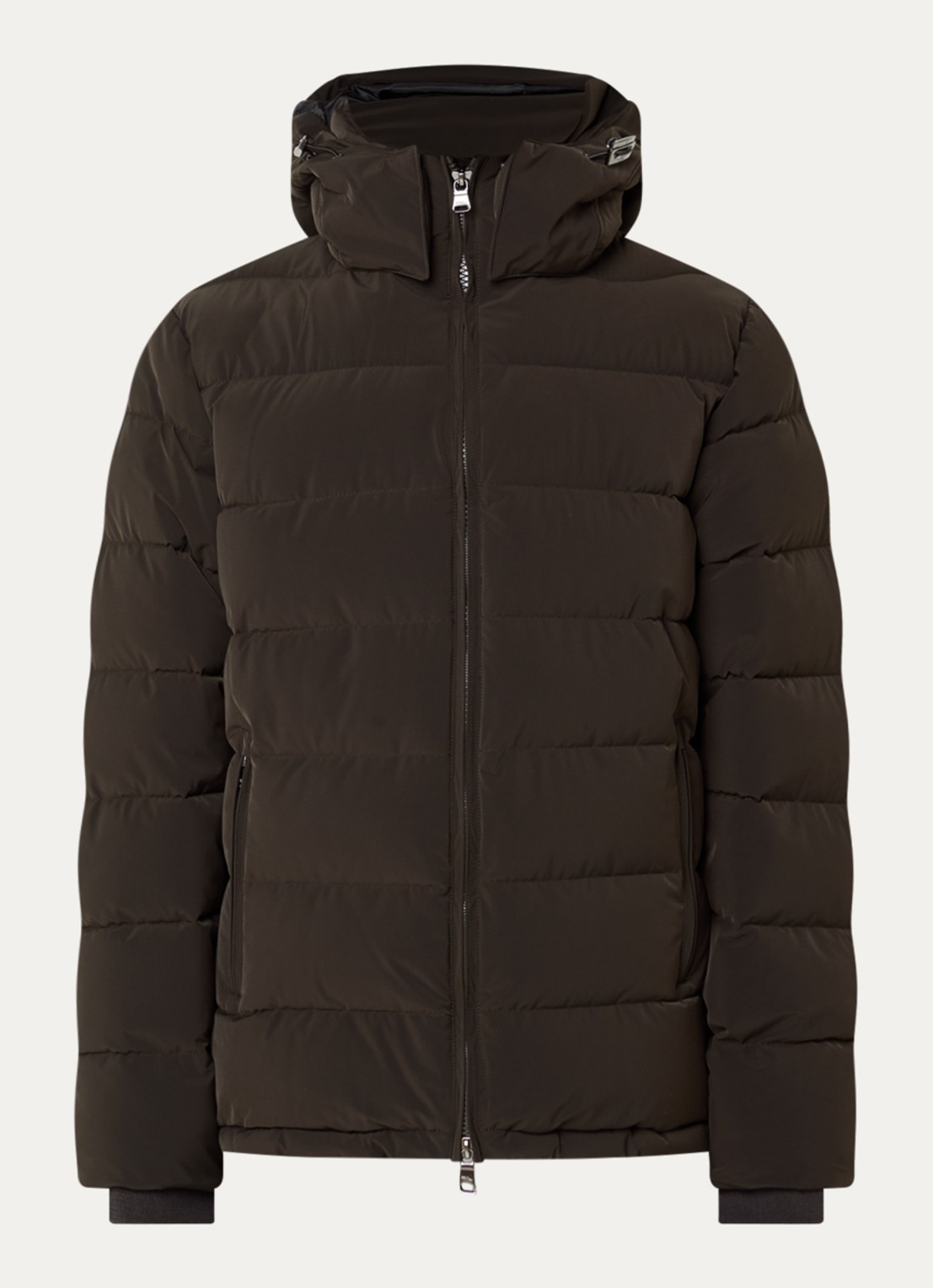 Oscar Jacobson Puffer jack met afneembare capuchon - voorkant donkerbruin