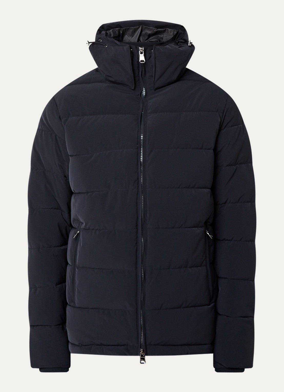 Oscar Jacobson Puffer jack met afneembare capuchon - voorkant donkerblauw