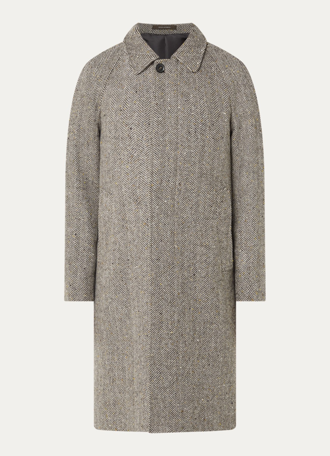 Oscar Jacobson Raglan mantel in wolblend met steekzaken - voorkant bruin