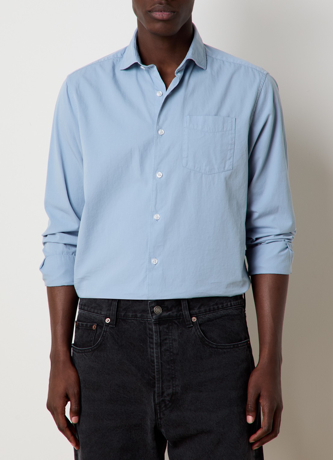 Oscar Jacobson Regular fit overhemd met borstzak - detail 2 blauwgrijs