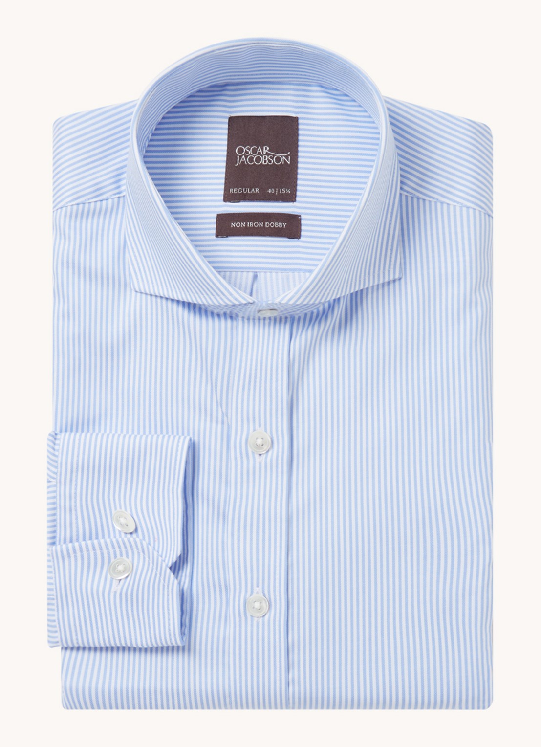 Oscar Jacobson Regular fit overhemd met gestreepte print - voorkant 5 lichtblauw