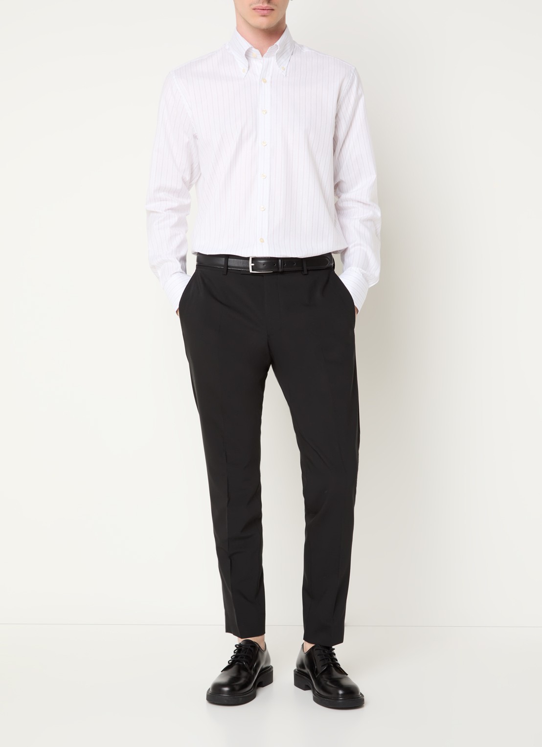 Oscar Jacobson Regular fit overhemd met streepprint - voorkant 2 wit