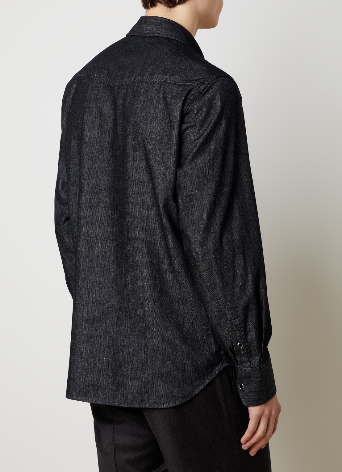 Oscar Jacobson Regular fit overhemd van denim met borstzakken - achterkant 5 grijs