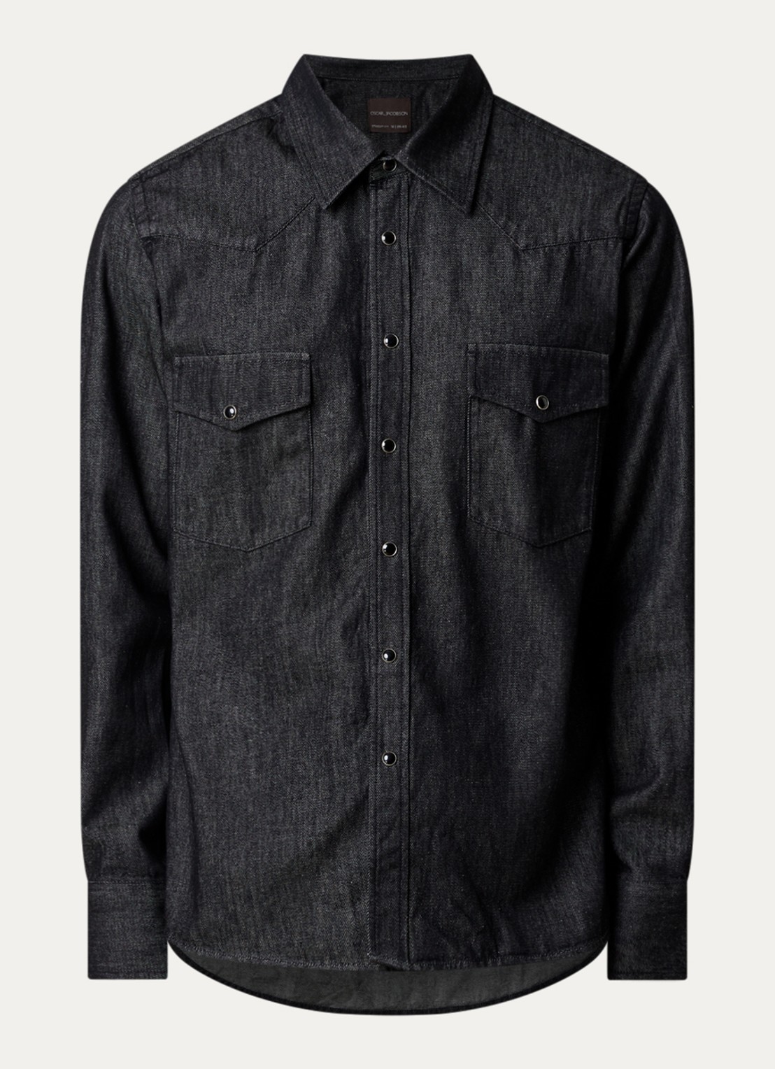 Oscar Jacobson Regular fit overhemd van denim met borstzakken - voorkant 3 grijs