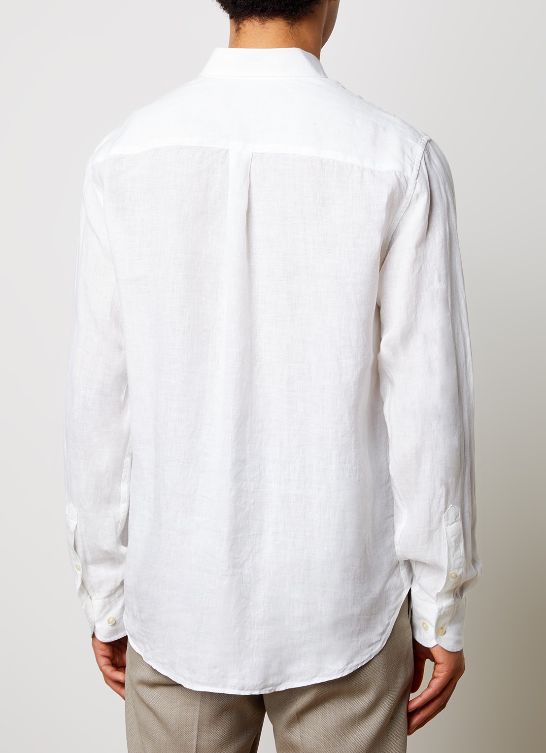 Oscar Jacobson Regular fit overhemd van linnen met button down-kraag - achterkant wit