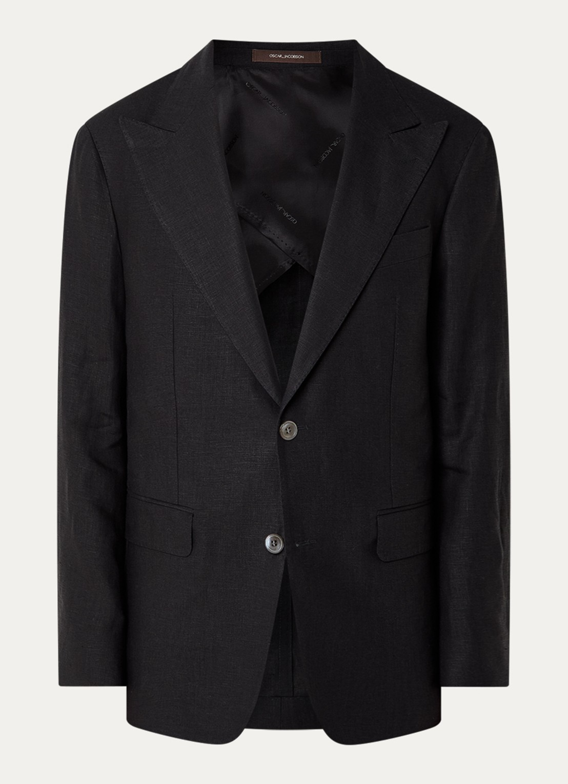 Oscar Jacobson Rufus regular fit colbert met klepzakken - voorkant zwart