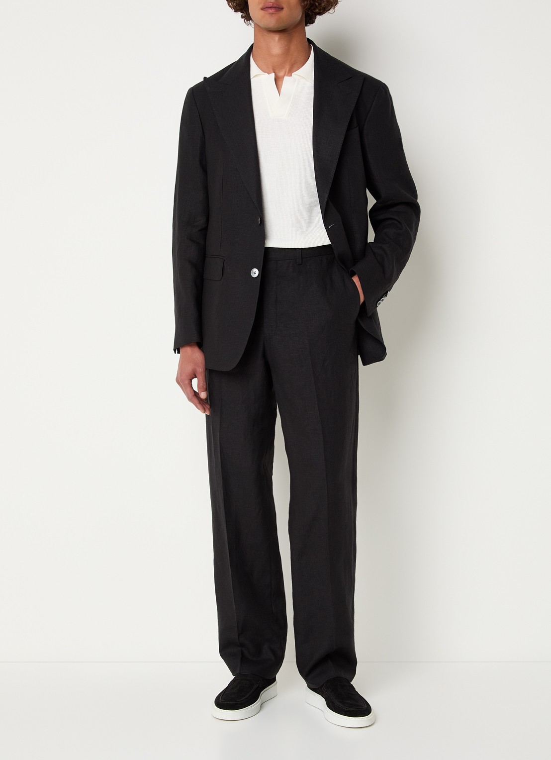 Oscar Jacobson Rufus regular fit colbert met klepzakken - voorkant 2 zwart