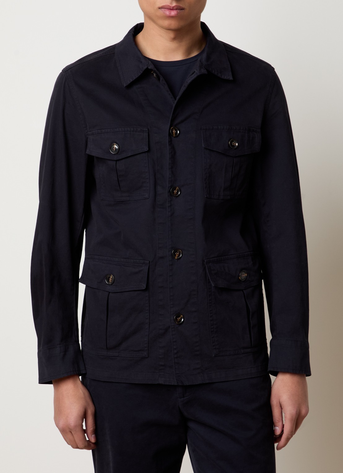 Oscar Jacobson Safari jack met opgestikte zakken  - detail 2 donkerblauw