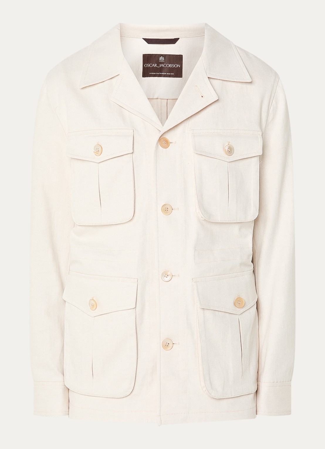 Oscar Jacobson Sirolo jack met borstzakken - voorkant 2 beige