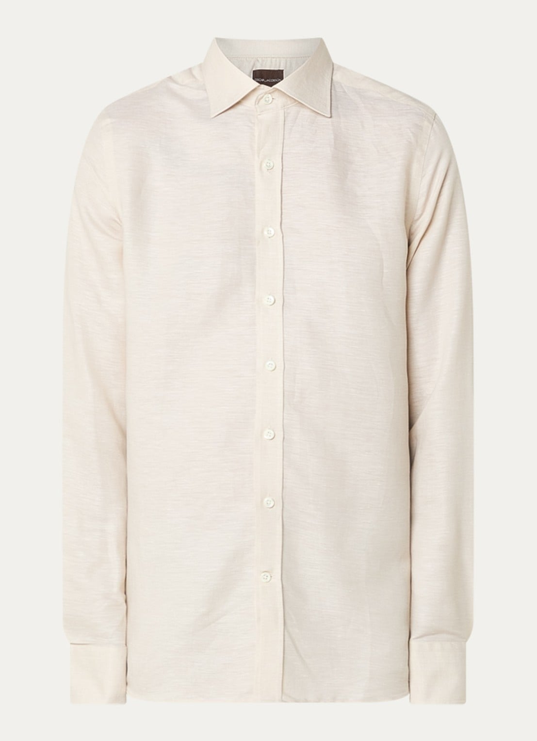 Oscar Jacobson Slim fit overhemd in linnenblend - voorkant 4 beige