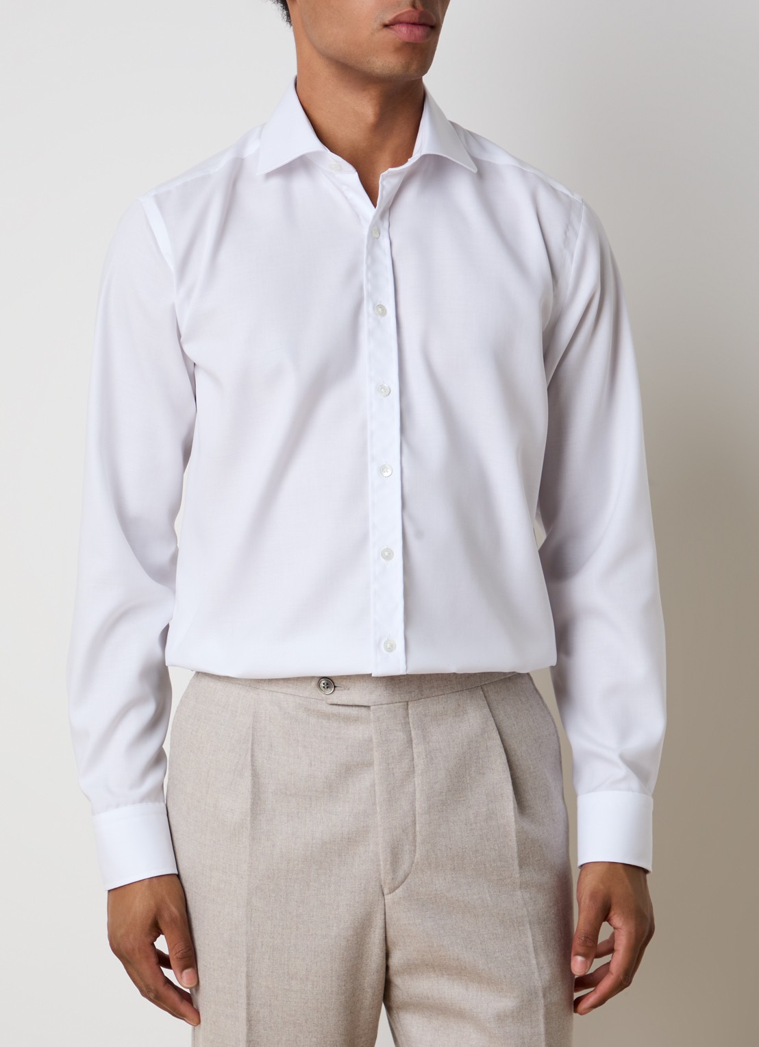 Oscar Jacobson Slim fit overhemd - detail wit