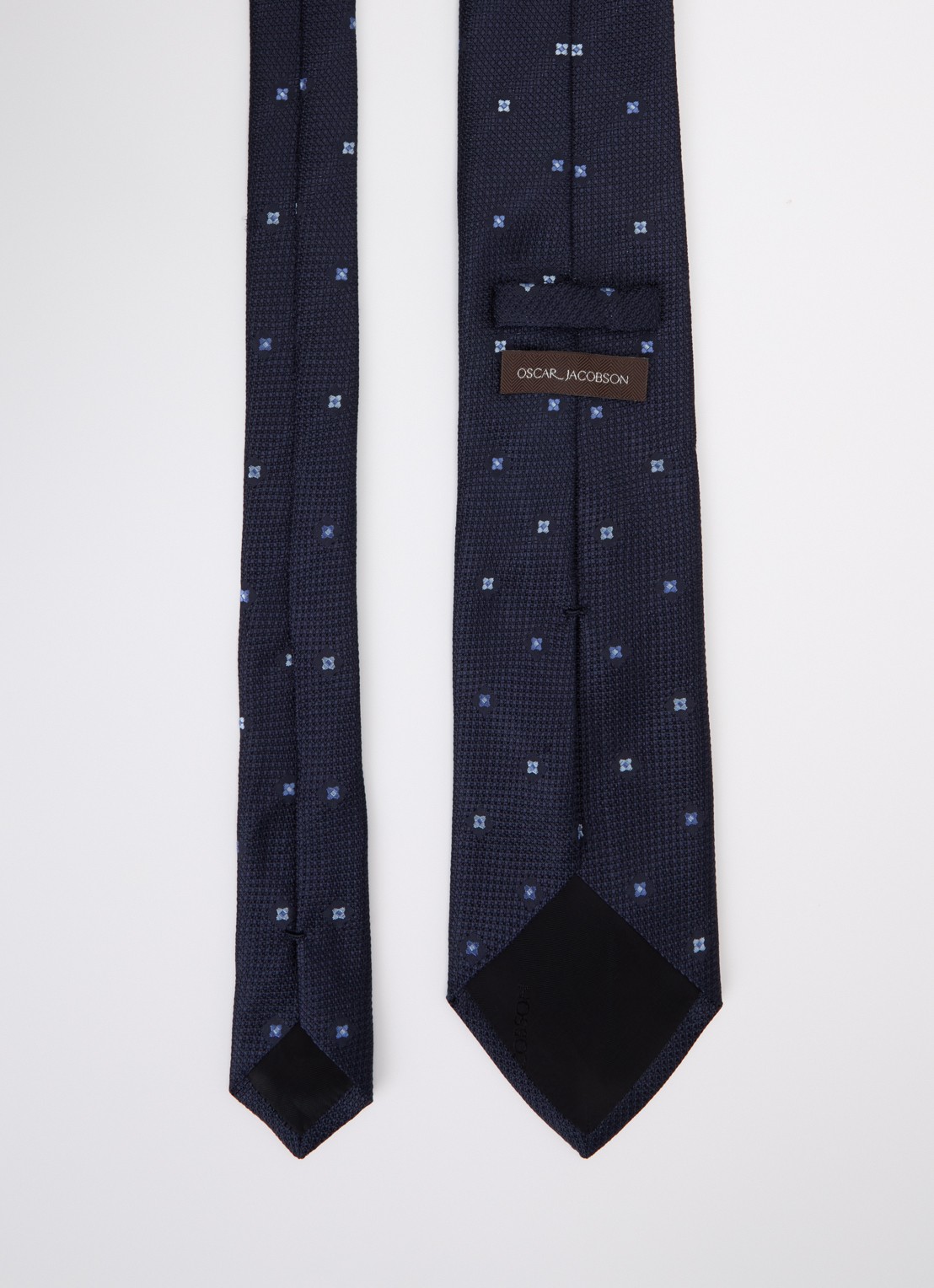 Oscar Jacobson Stropdas van zijde - detail donkerblauw