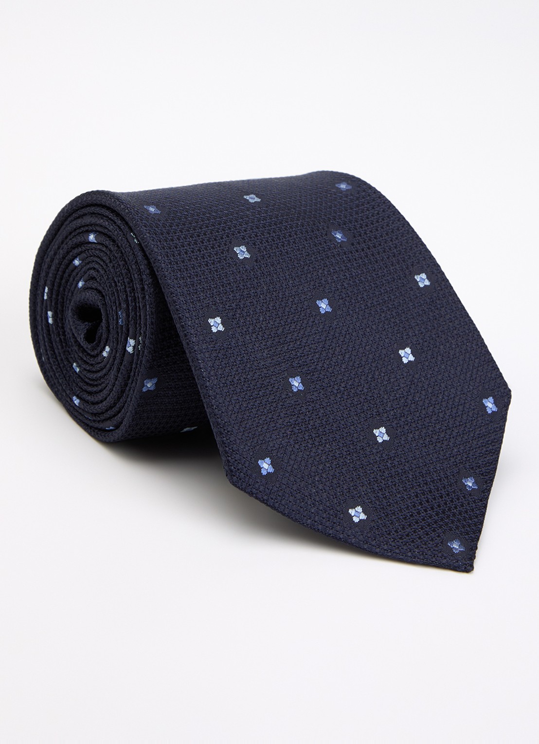 Oscar Jacobson Stropdas van zijde - voorkant 2 donkerblauw