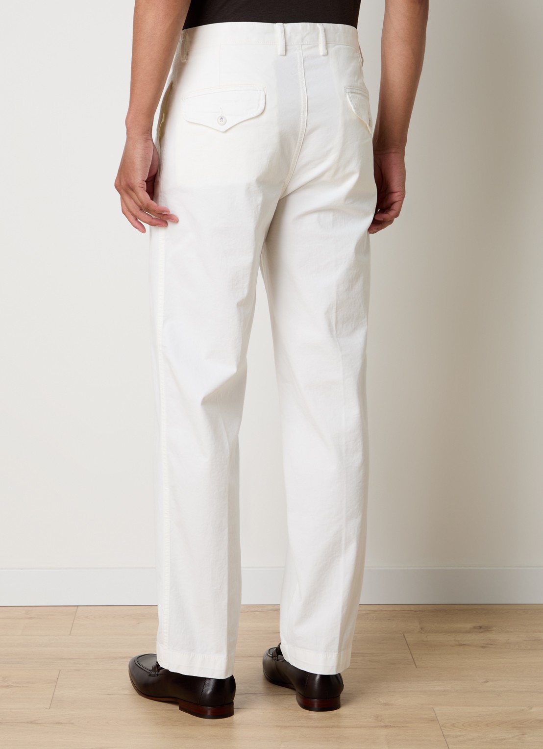 Oscar Jacobson Tanker straight fit chino met steekzakken - achterkant 6 gebroken wit