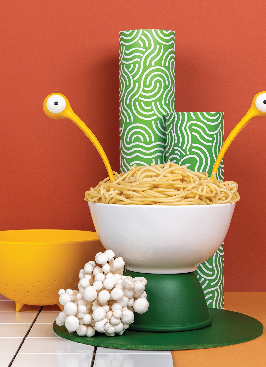 Ototo Pasta Monsters pasta & opscheplepel - detail 2 geel