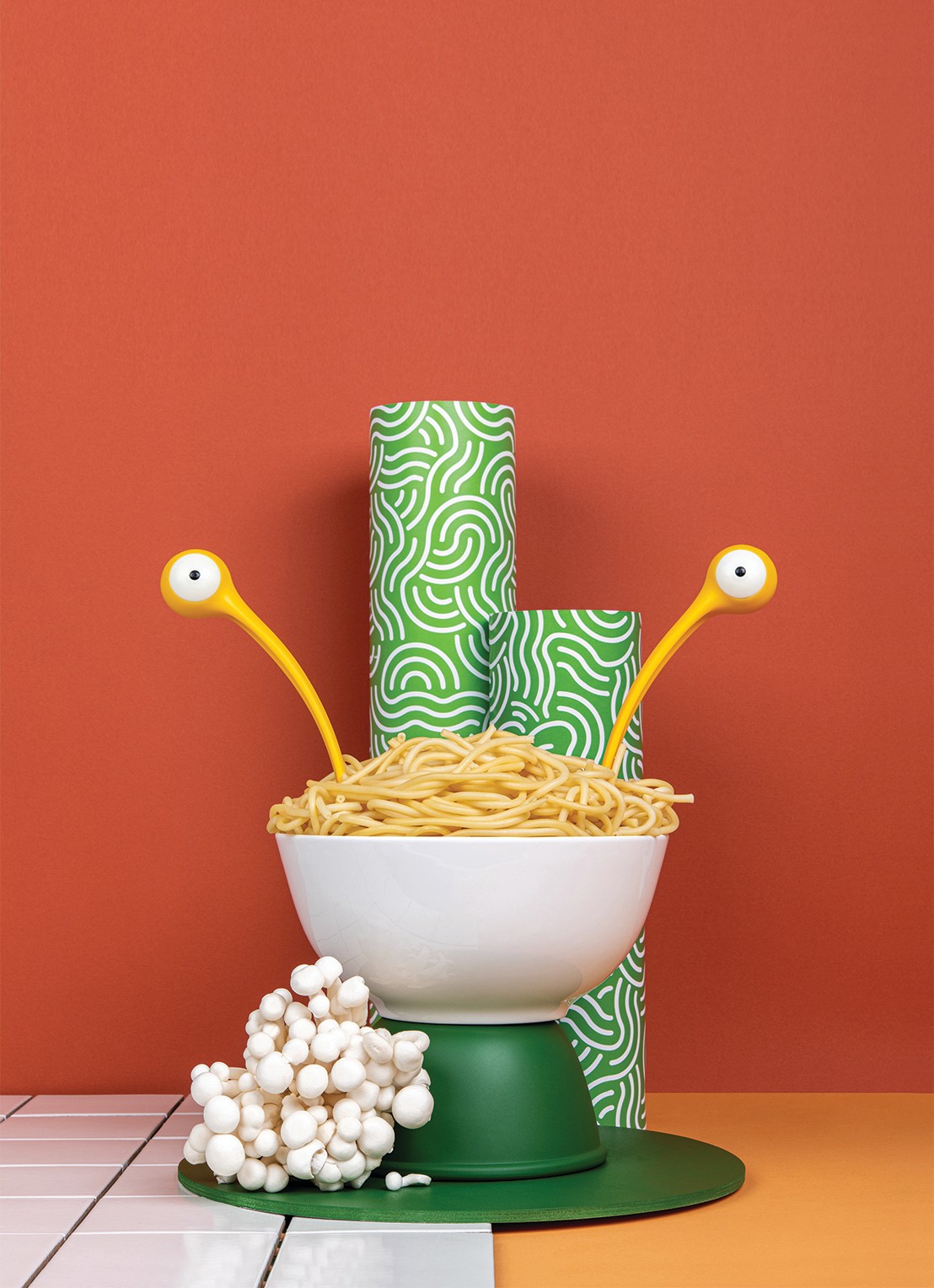 Ototo Pasta Monsters pasta & opscheplepel - detail 4 geel