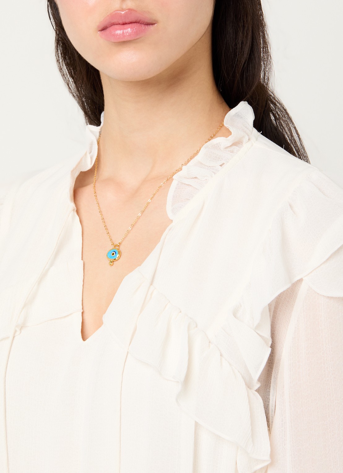 Ottoman Hands Alara Evil Eye ketting verguld - voorkant 6 goud