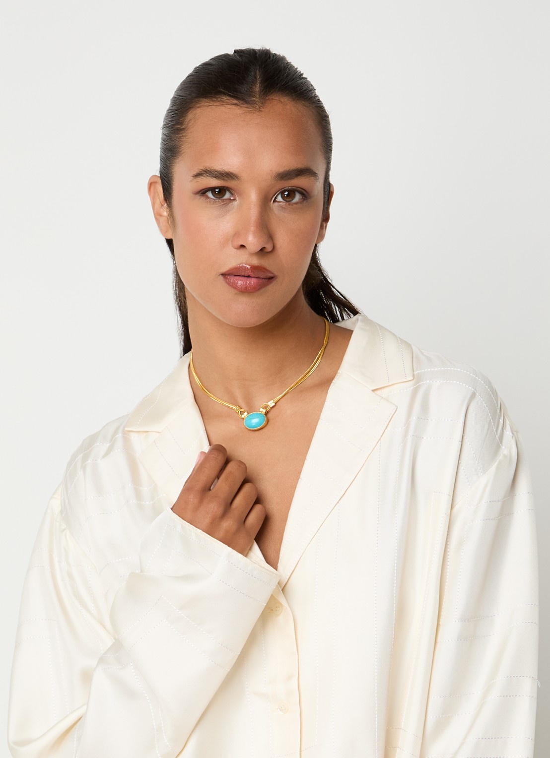 Ottoman Hands Daphne ketting verguld - voorkant 5 goud