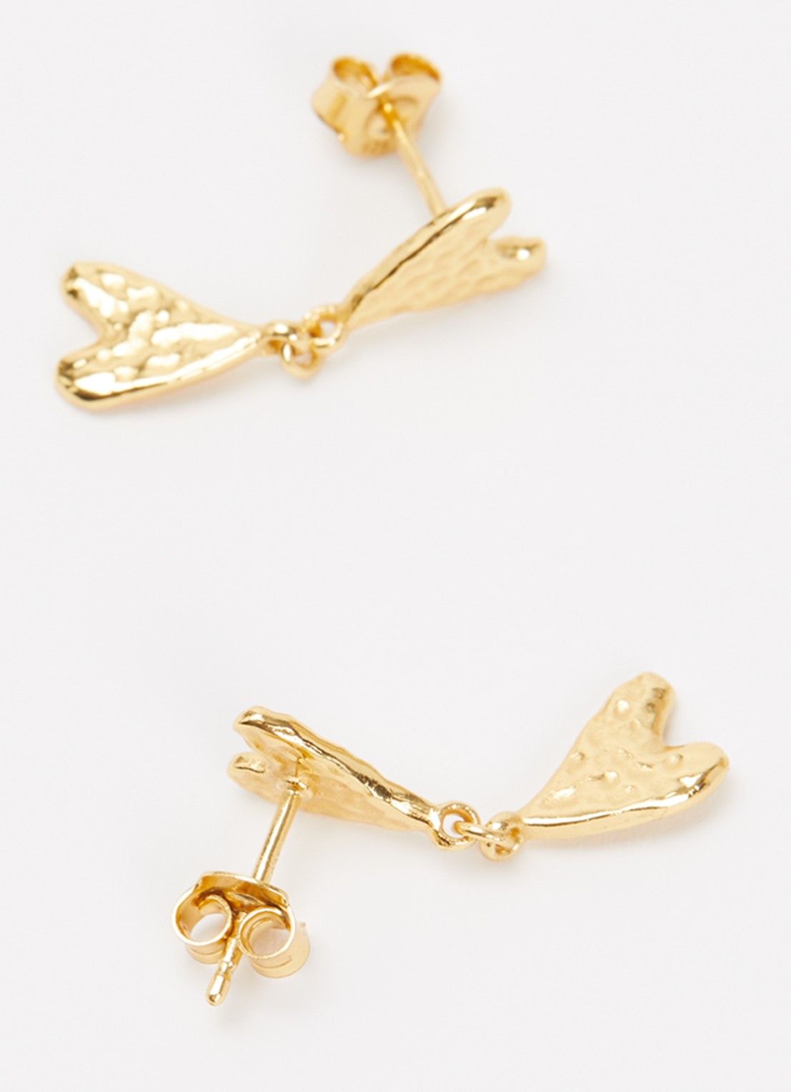 Ottoman Hands Double Heart oorstekers verguld - detail goud