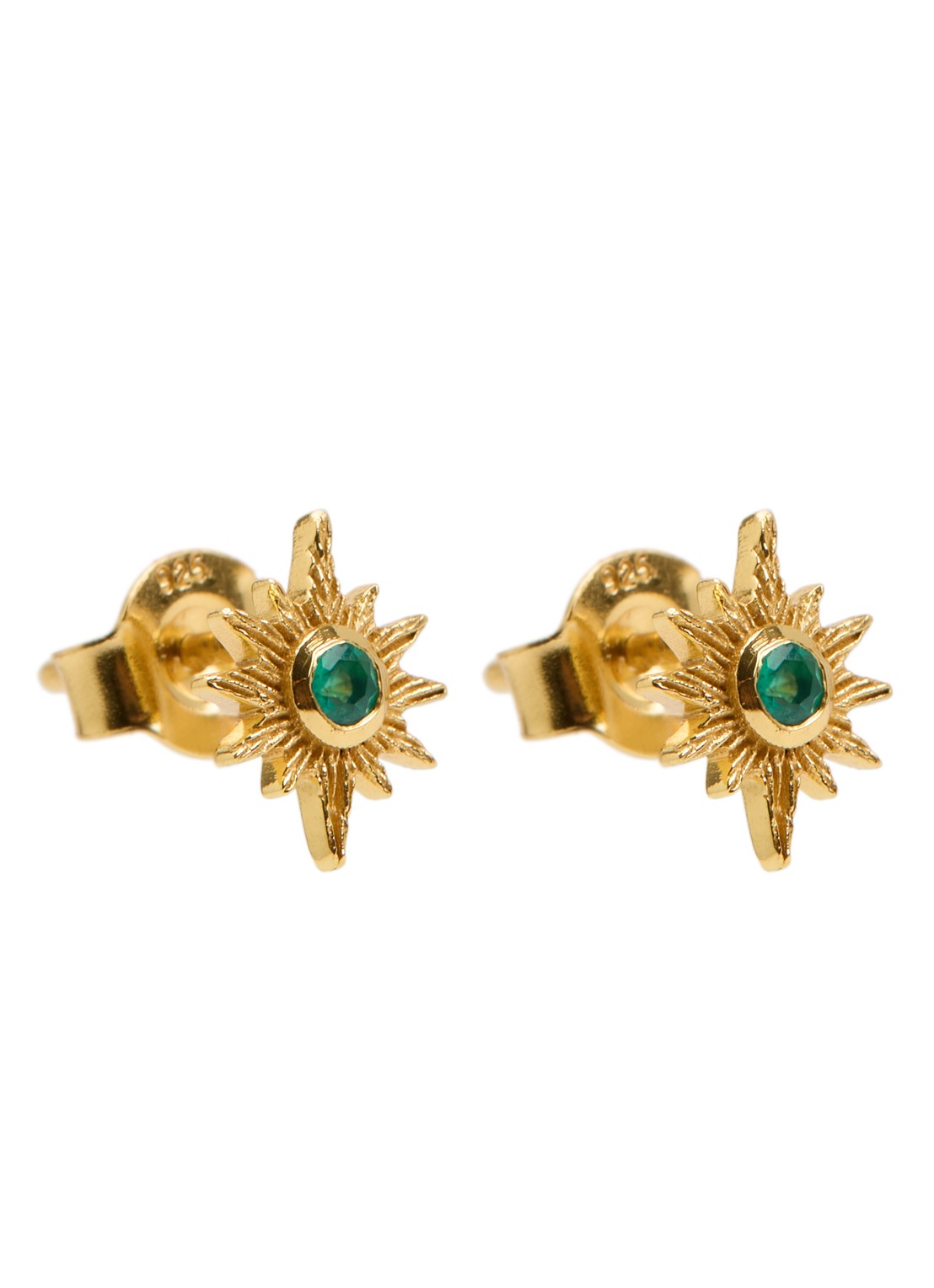 Ottoman Hands Emerald Star oorknopjes verguld - voorkant goud