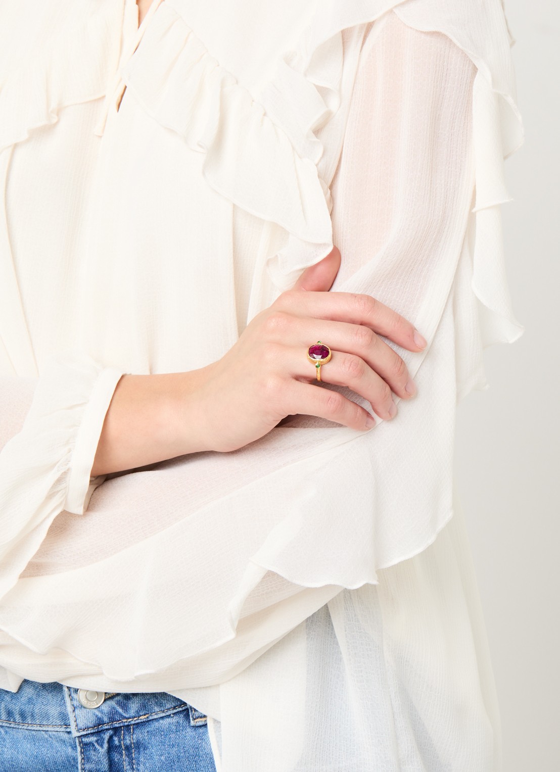 Ottoman Hands Lucia ring met verguld - voorkant 2 goud