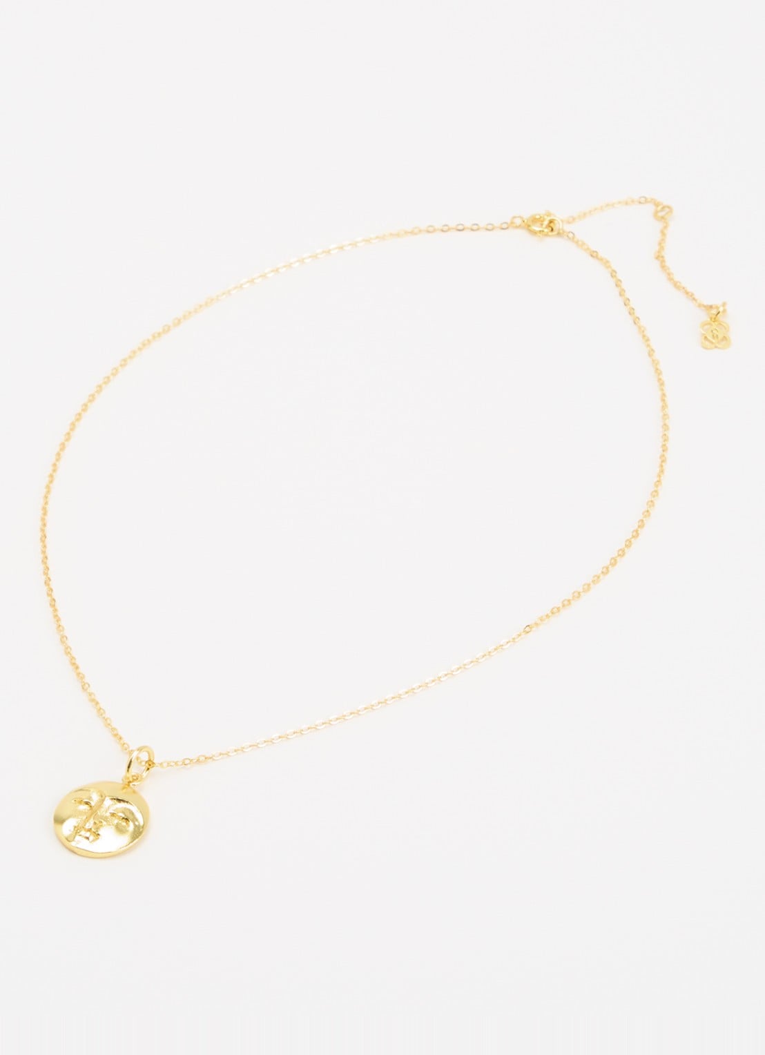 Ottoman Hands Moon Face ketting verguld - detail 3 goud