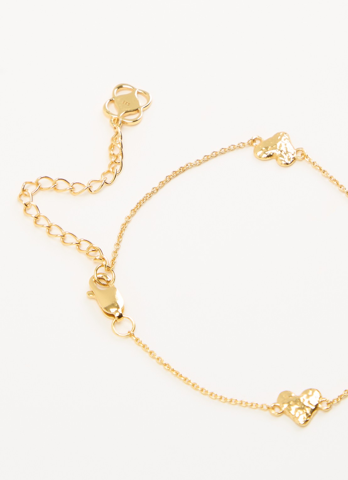 Ottoman Hands Triple Heart armband verguld - detail goud