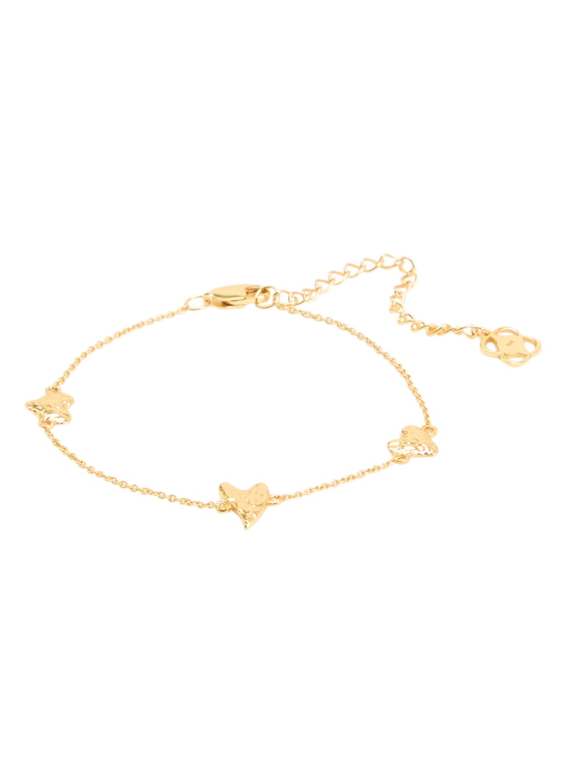 Ottoman Hands Triple Heart armband verguld - voorkant 3 goud