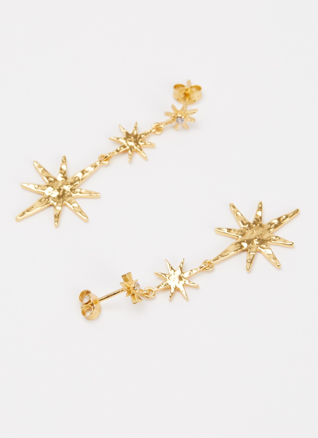 Ottoman Hands Triple Star oorstekers verguld - detail goud