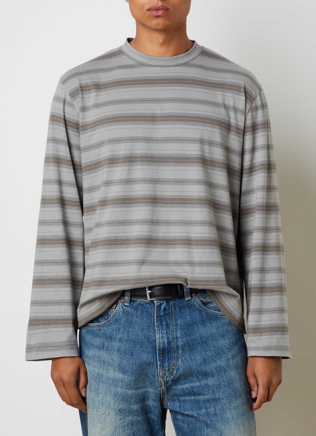 Our Legacy Long sleeve met streepprint - detail 4 olijfgroen