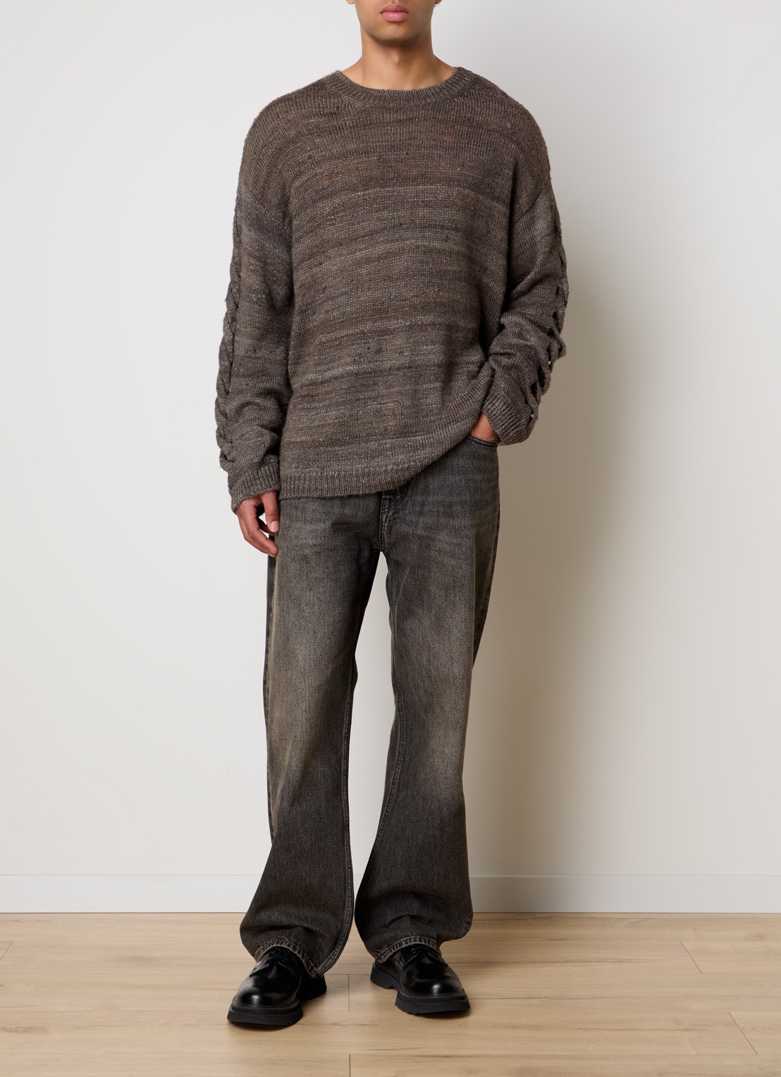 Our Legacy Loose fit jeans met gekleurde wassing - voorkant 5 donkergrijs