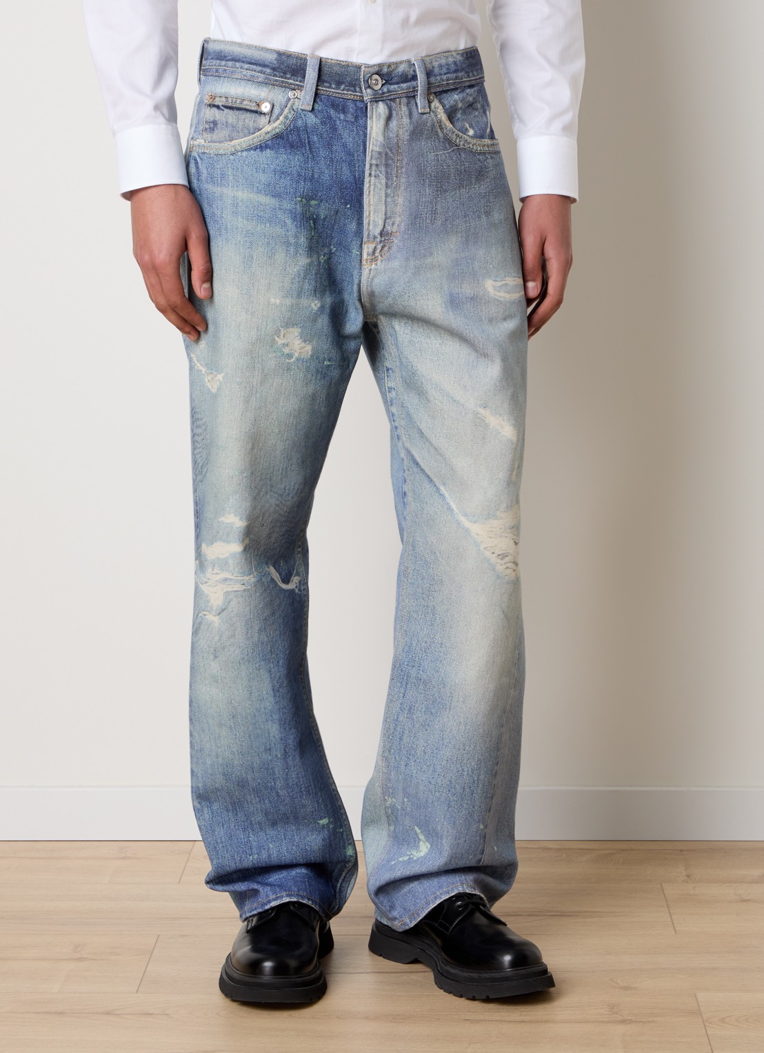 Our Legacy Loose fit jeans met print - detail indigo