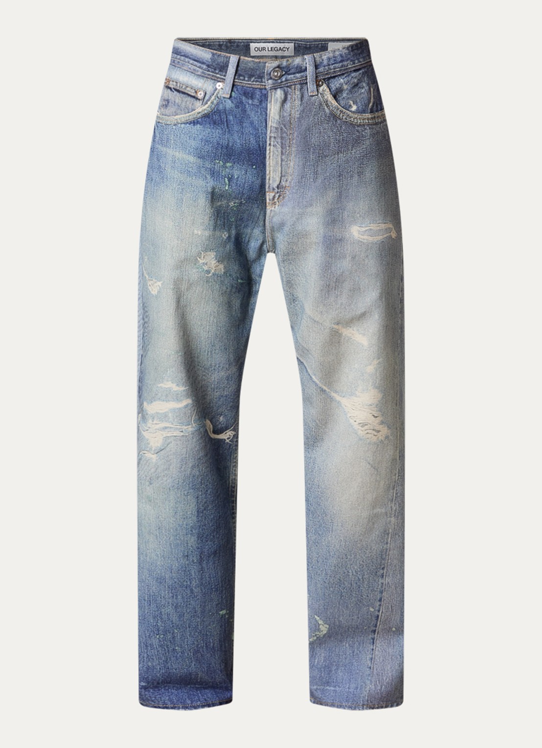 Our Legacy Loose fit jeans met print - voorkant 5 indigo