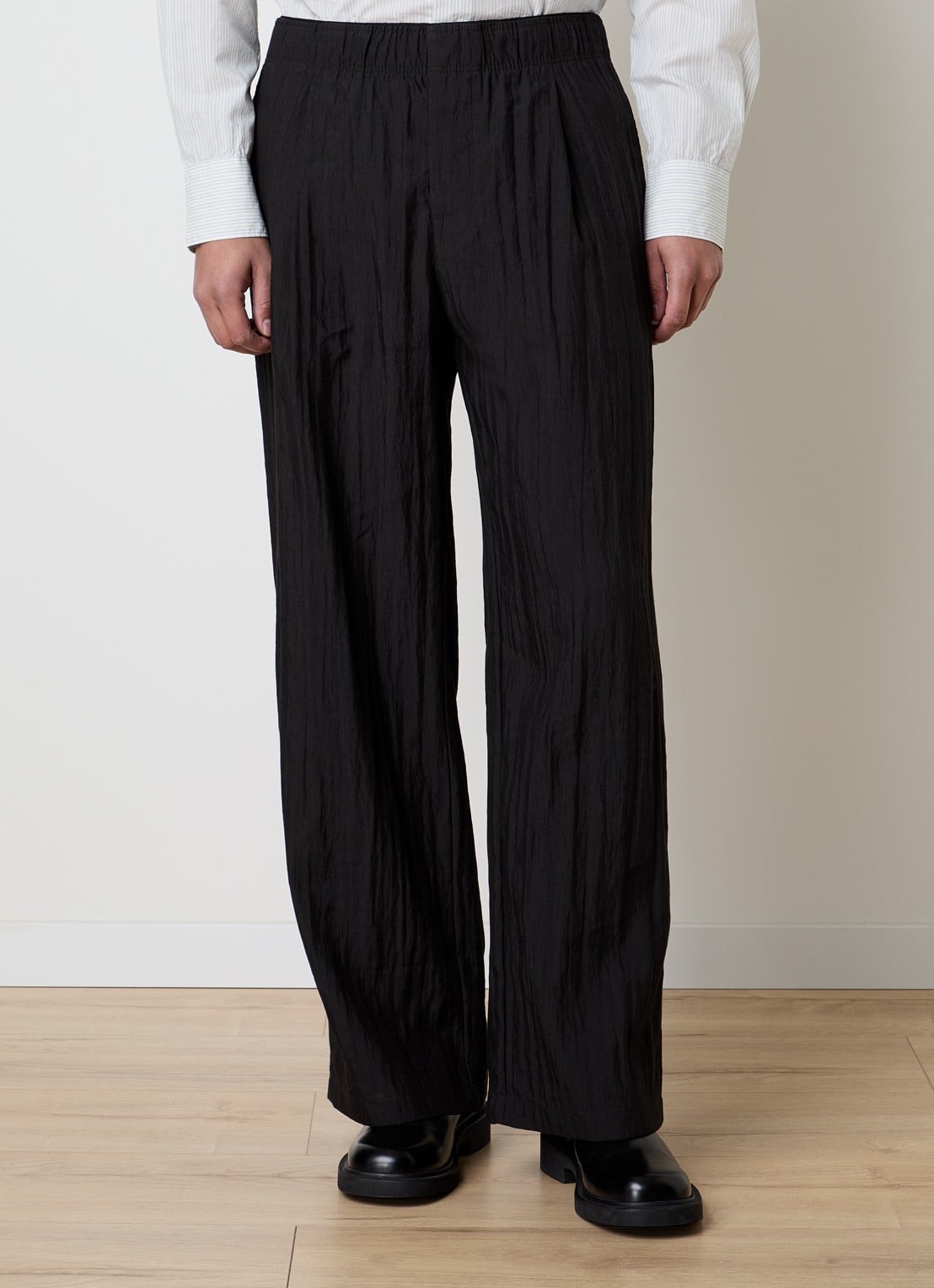 Our Legacy Loose fit pantalon in linnenblend - detail 4 zwart