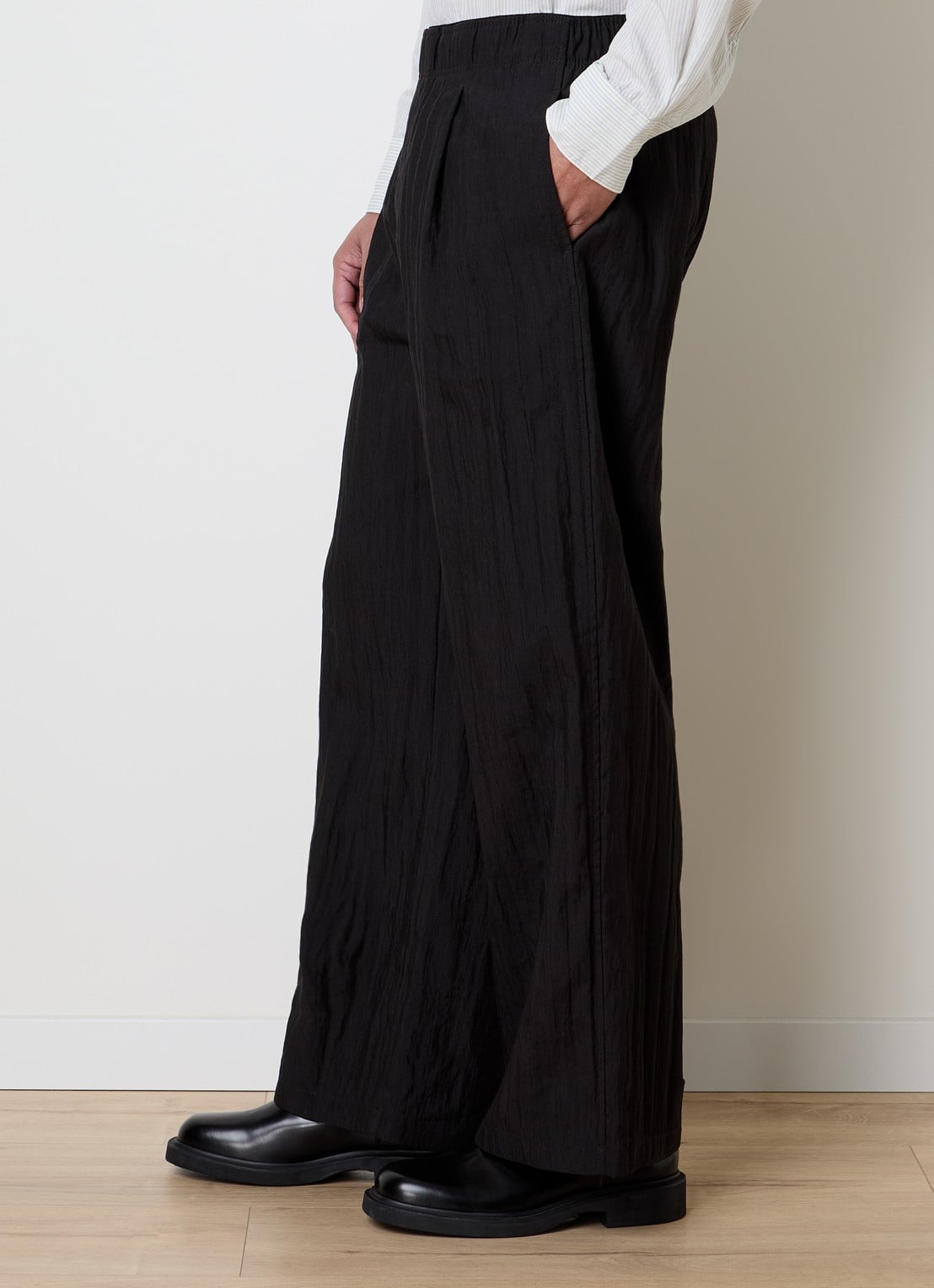Our Legacy Loose fit pantalon in linnenblend - detail 5 zwart