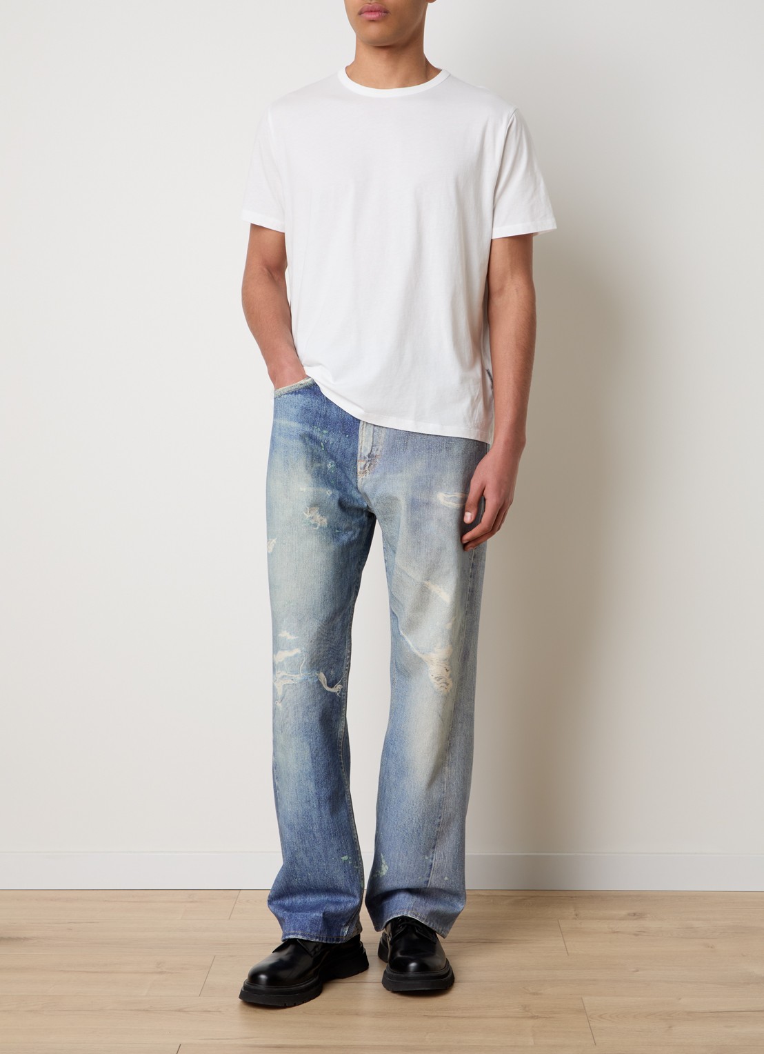 Our Legacy New Box oversized T-shirt met stretch - voorkant 5 gebroken wit