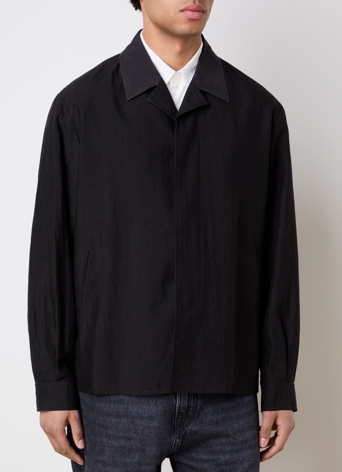 Our Legacy Pack jack in linnenblend met kraag - detail zwart