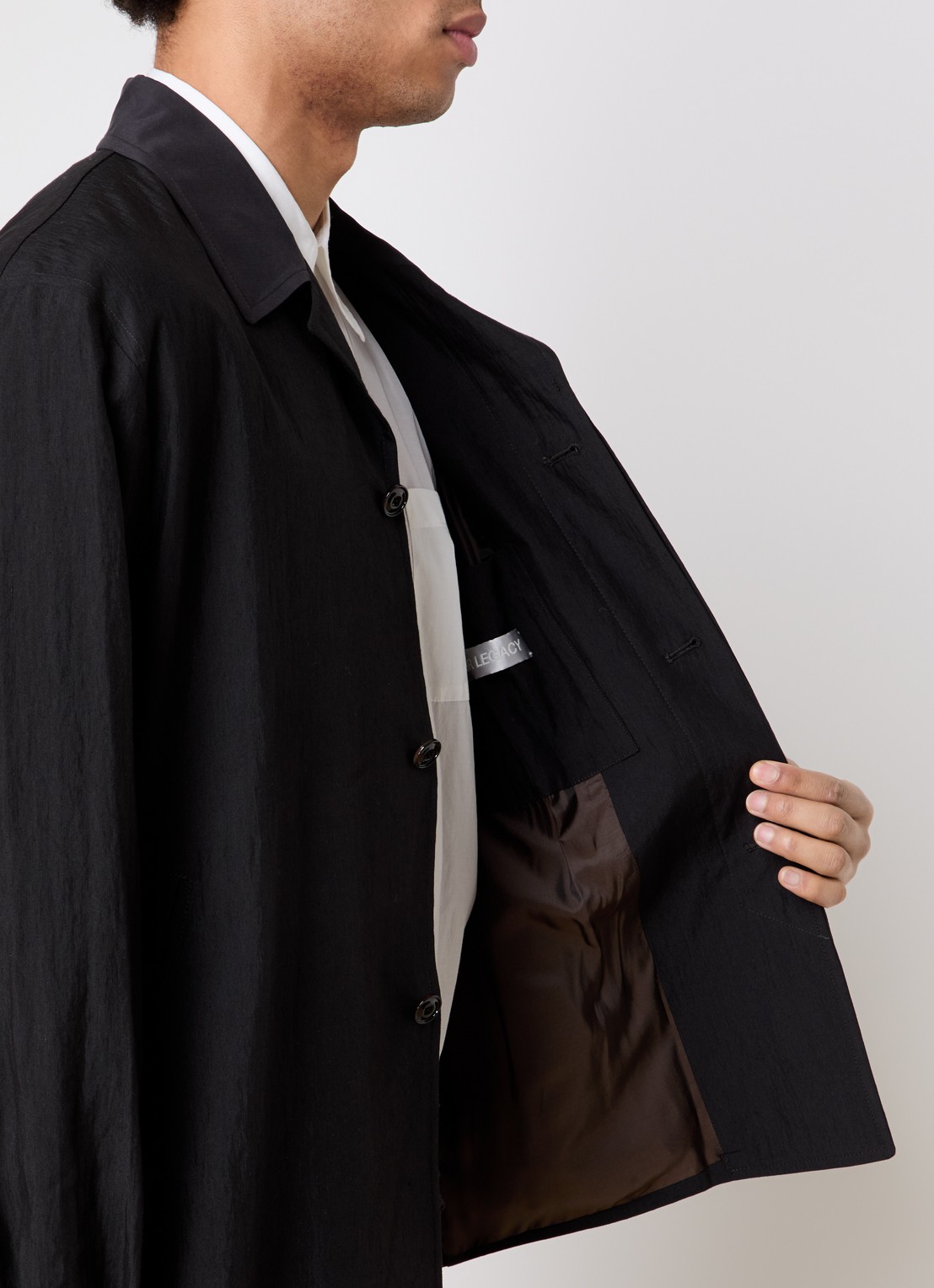 Our Legacy Pack jack in linnenblend met kraag - detail 2 zwart
