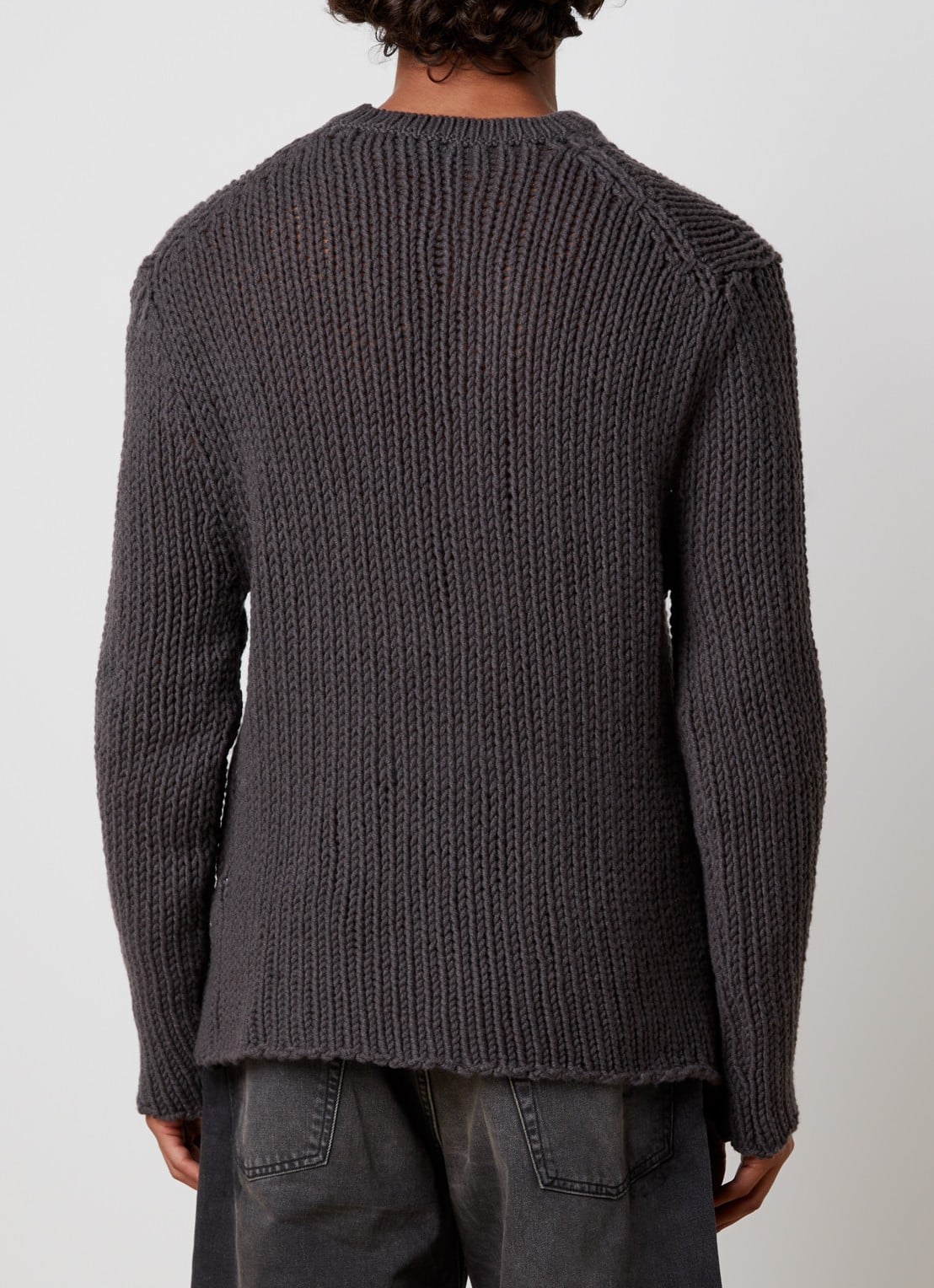 Our Legacy Popover grofgebreide trui van wol - achterkant 5 donkerkhaki