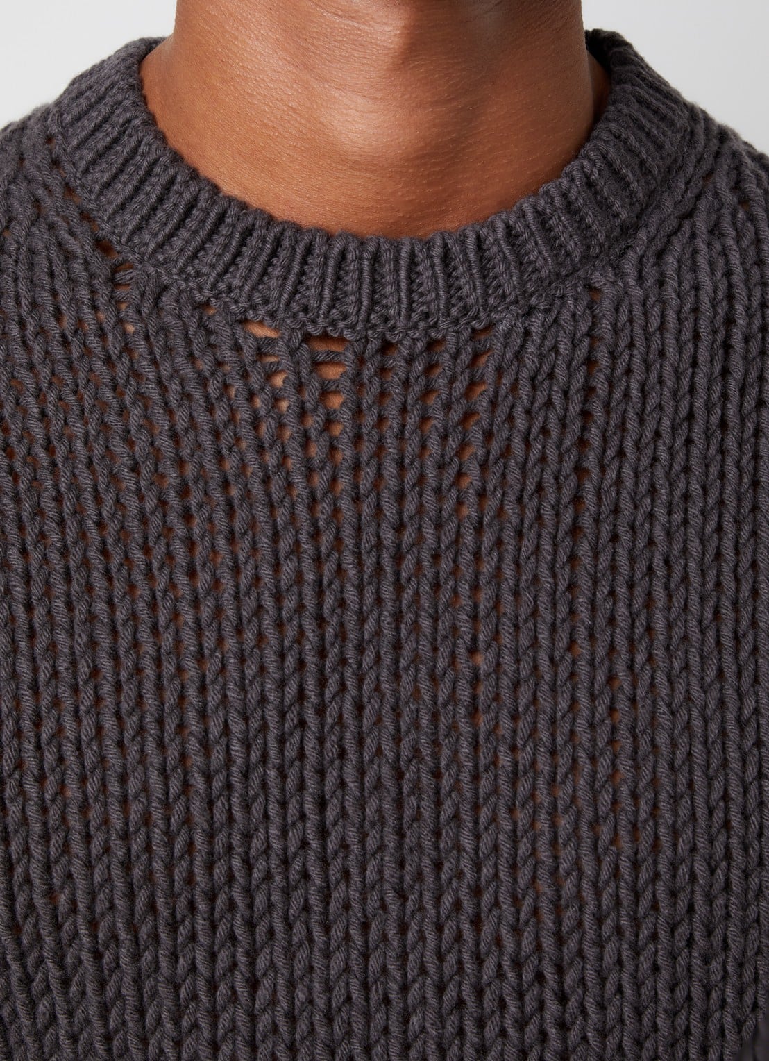 Our Legacy Popover grofgebreide trui van wol - detail 2 donkerkhaki