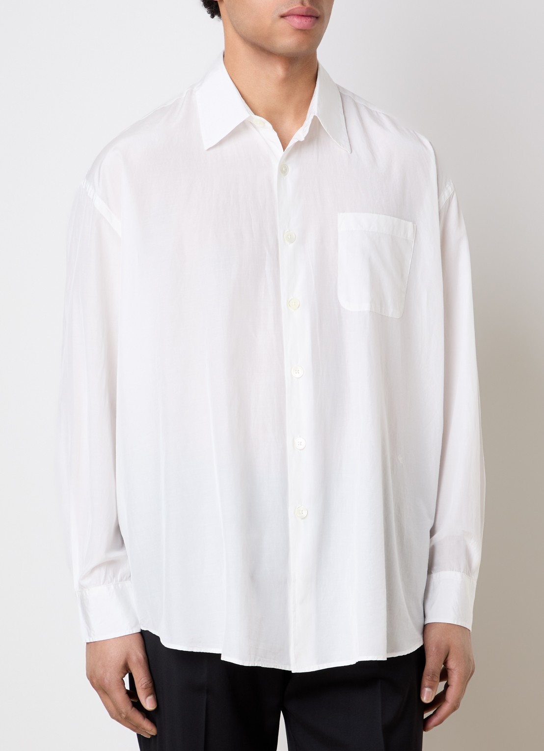 Our Legacy Regular fit overhemd in zijdeblend - detail wit