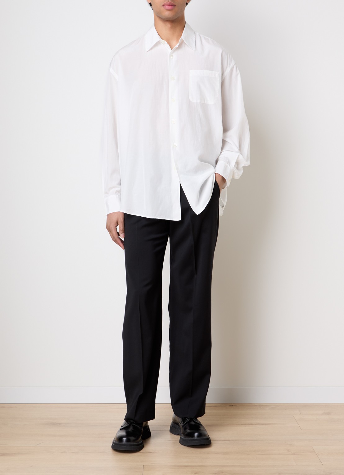Our Legacy Regular fit overhemd in zijdeblend - voorkant 4 wit