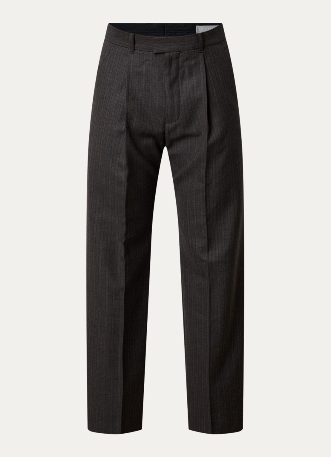 Our Legacy Slack straight fit pantalon in scheerwolblend met steekzakken - voorkant 5 donkergrijs