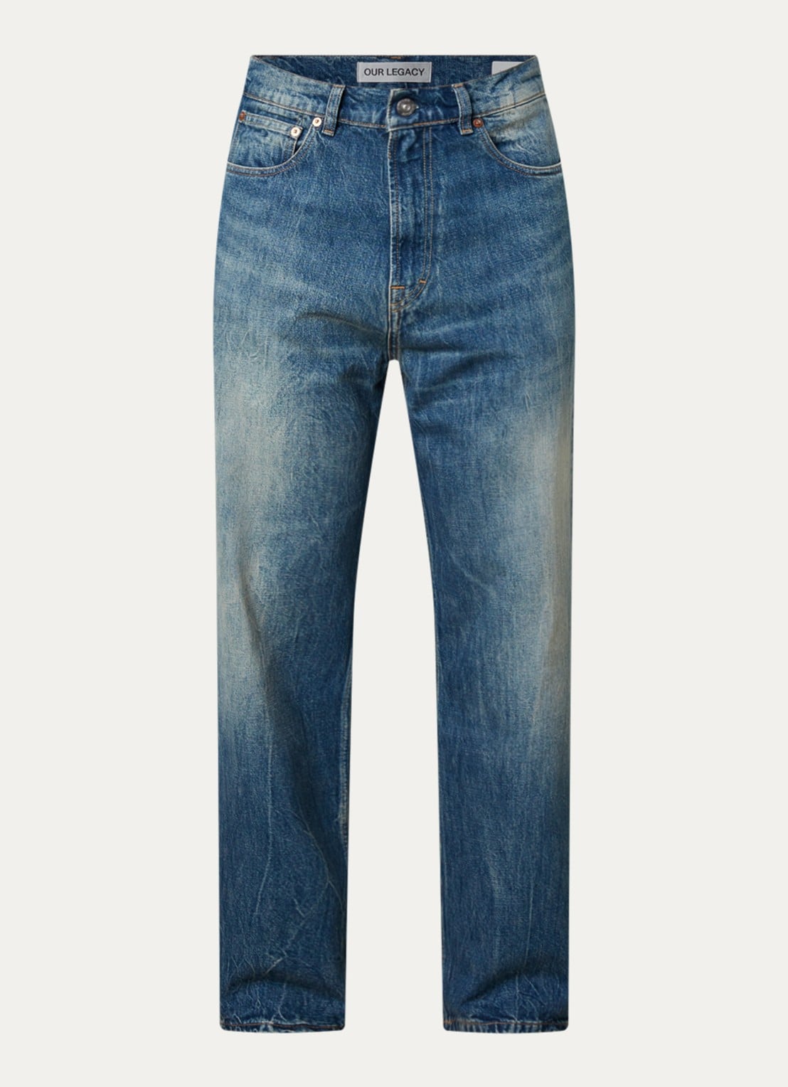Our Legacy Straight fit jeans met medium wassing en steekzakken - voorkant 5 blauw