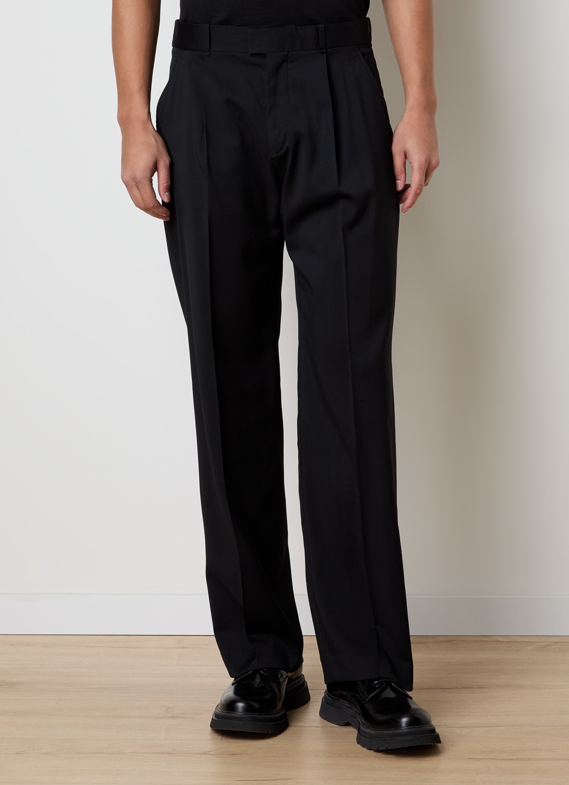 Our Legacy Straight leg pantalon van wol met persplooi - detail 3 zwart