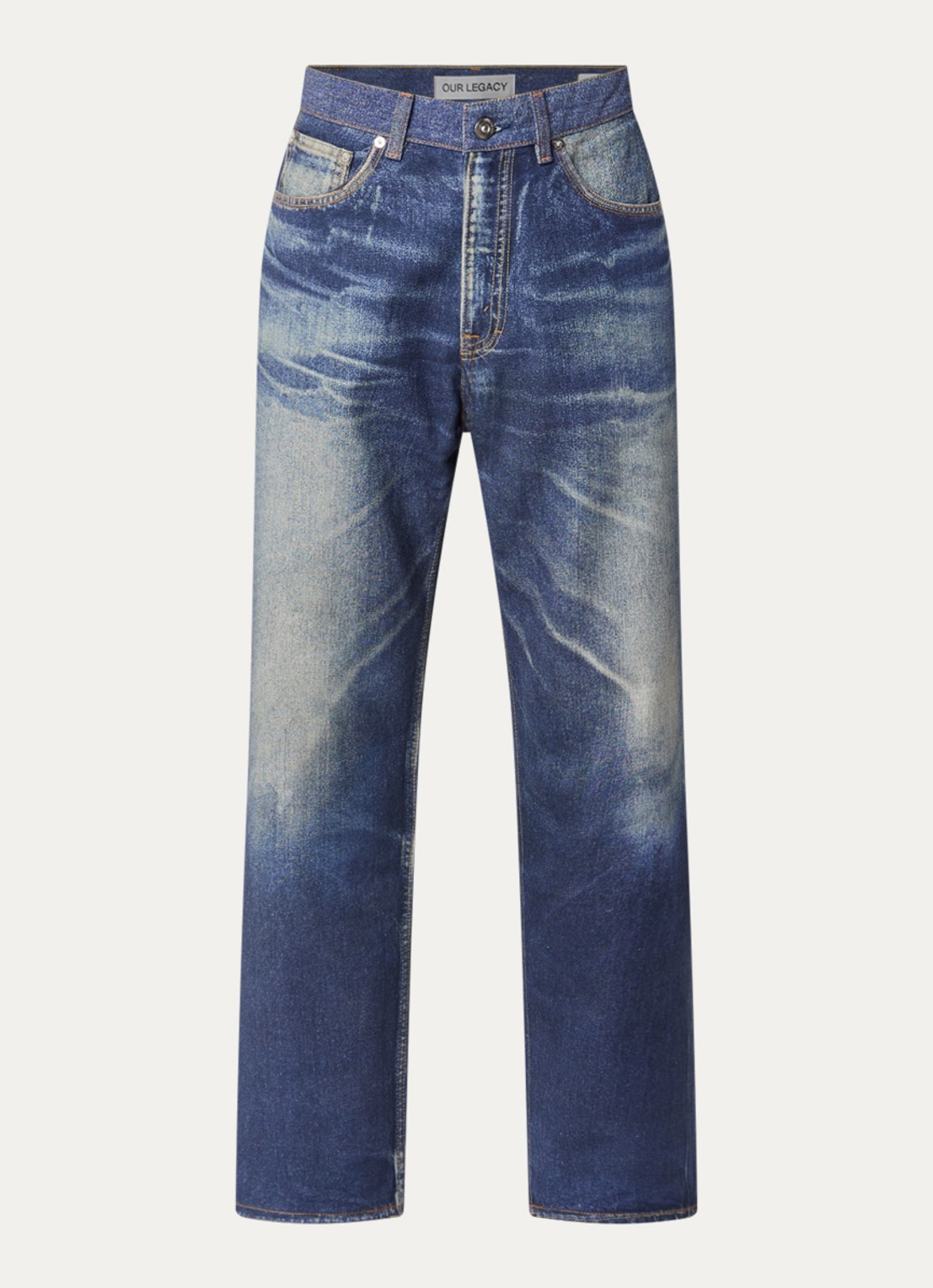 Our Legacy Third mid waist straight fit jeans met gekleurde wassing - voorkant indigo