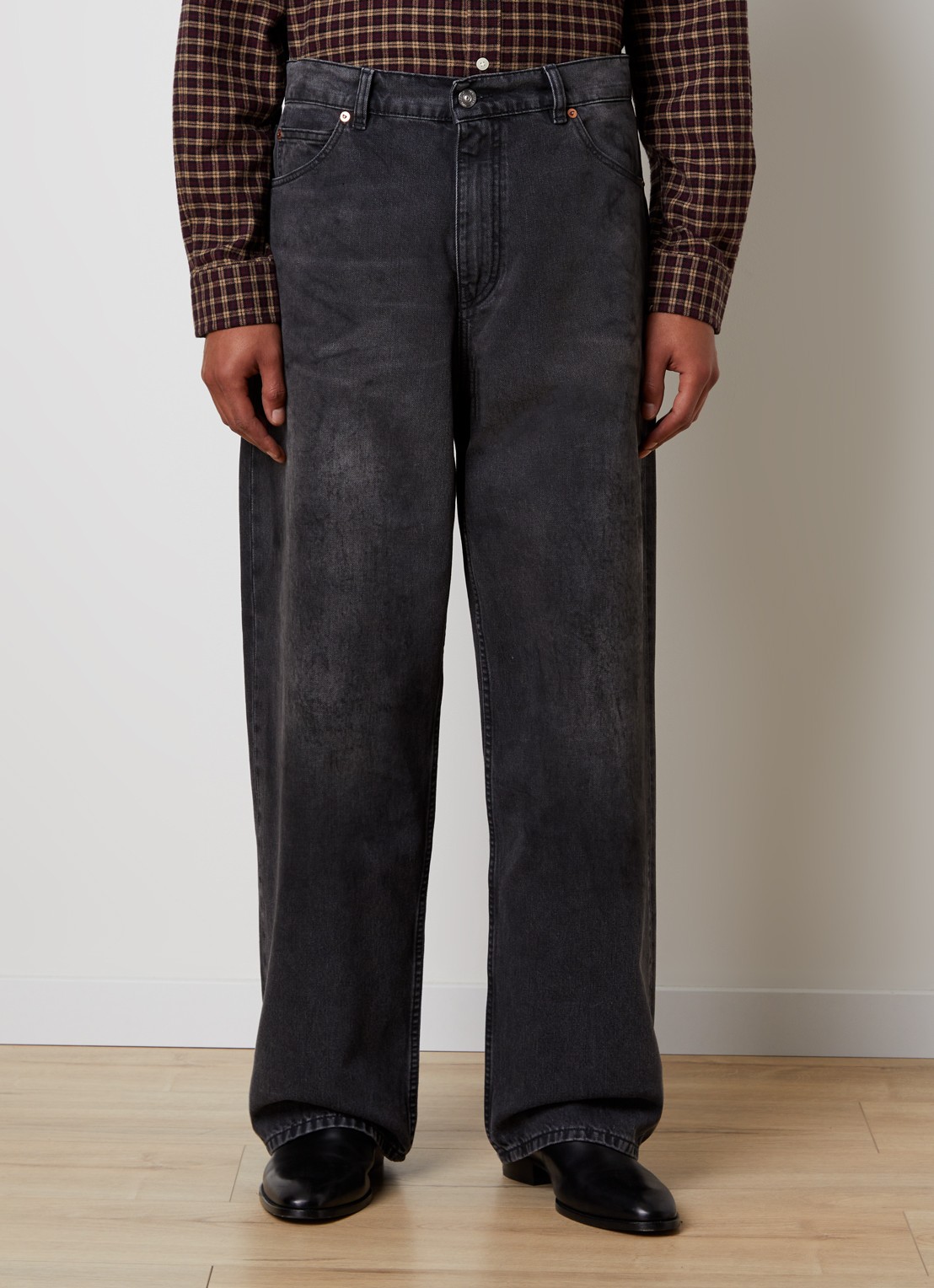 Our Legacy Vast Cut loose fit jeans met gekleurde wassing - detail zwart